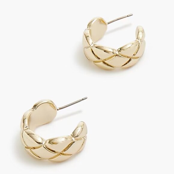 J. Crew Gold Quilted Hoop Earrings/NWT - Picture 1 of 11